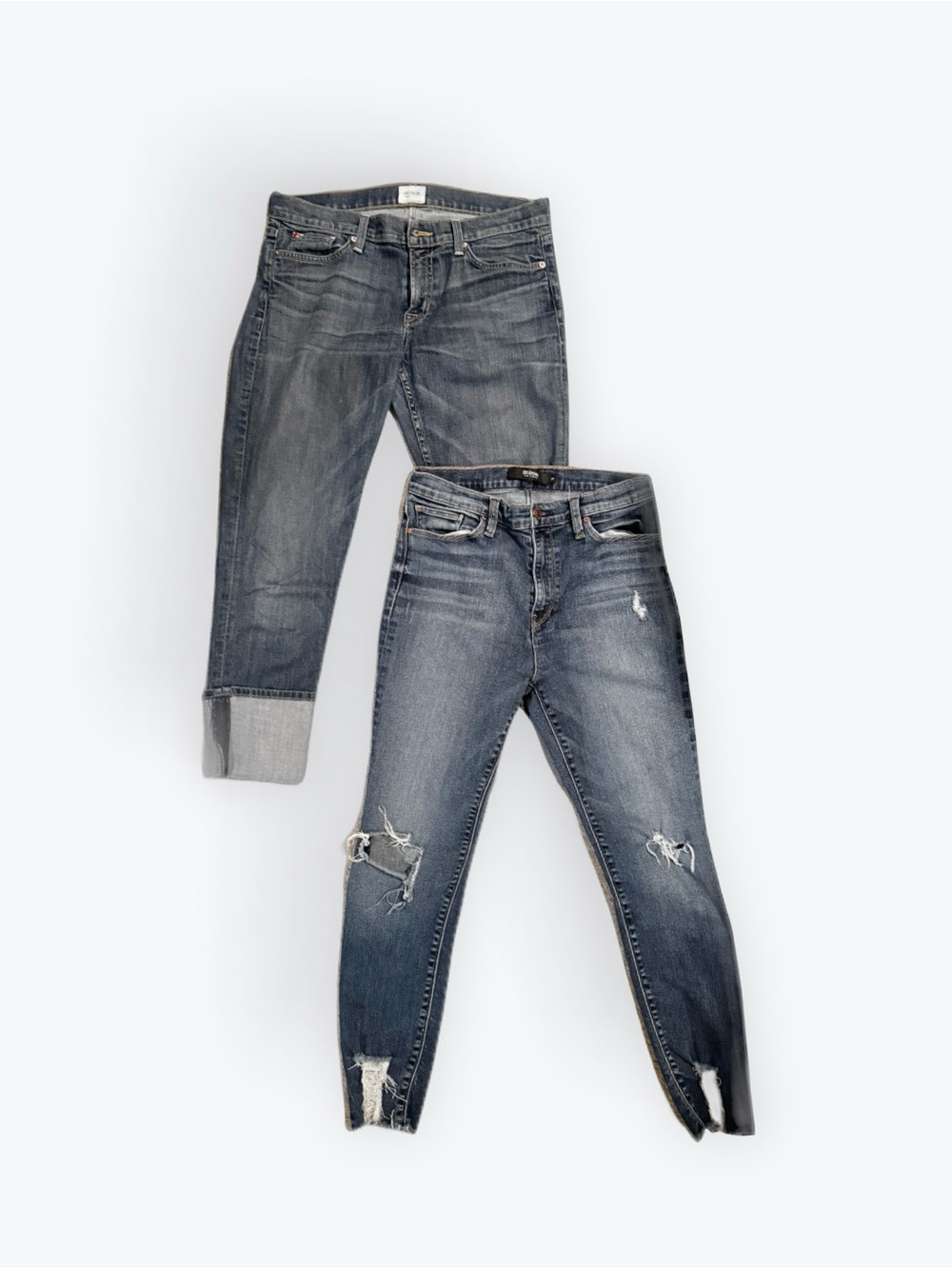 Hudson Jeans Distressed Ankle Crop in Faded Blue